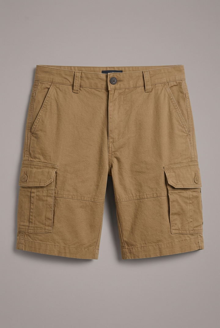 Men's Knee-Length Cargo Shorts with Buttoned Flap Pockets