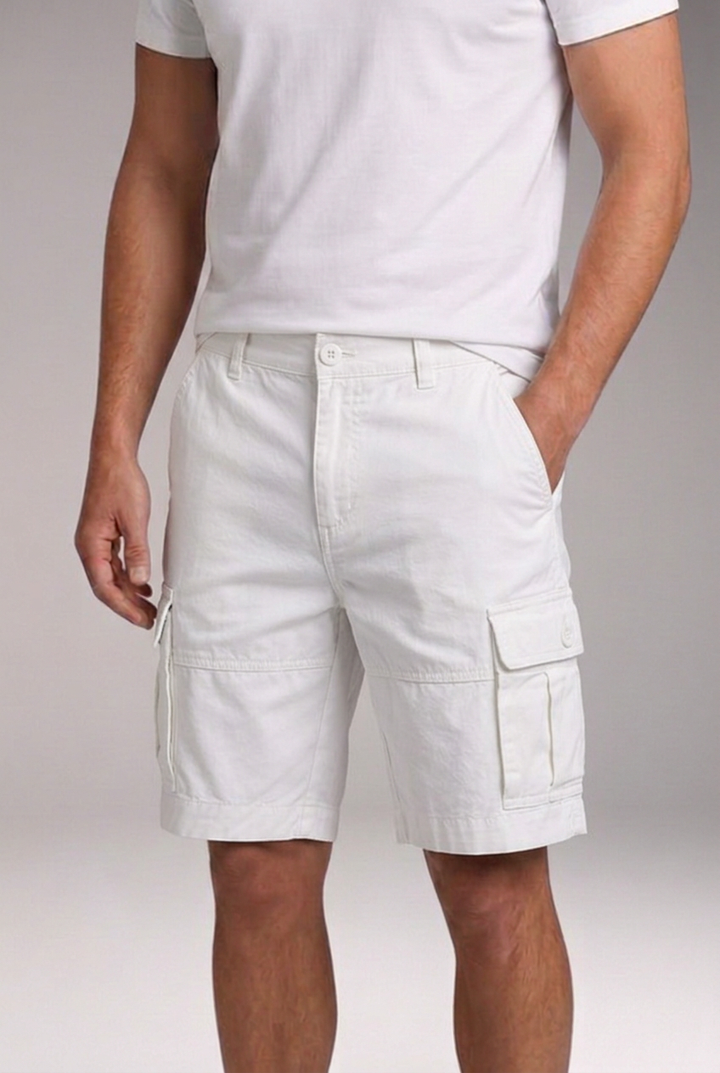 Men's Knee-Length Cargo Shorts with Buttoned Flap Pockets