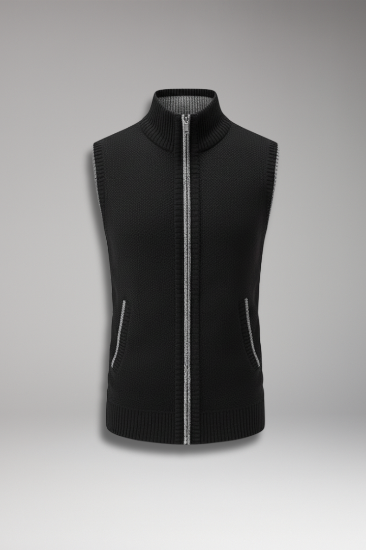 Men's Knit Vest for Adults with Turtleneck and Zipper