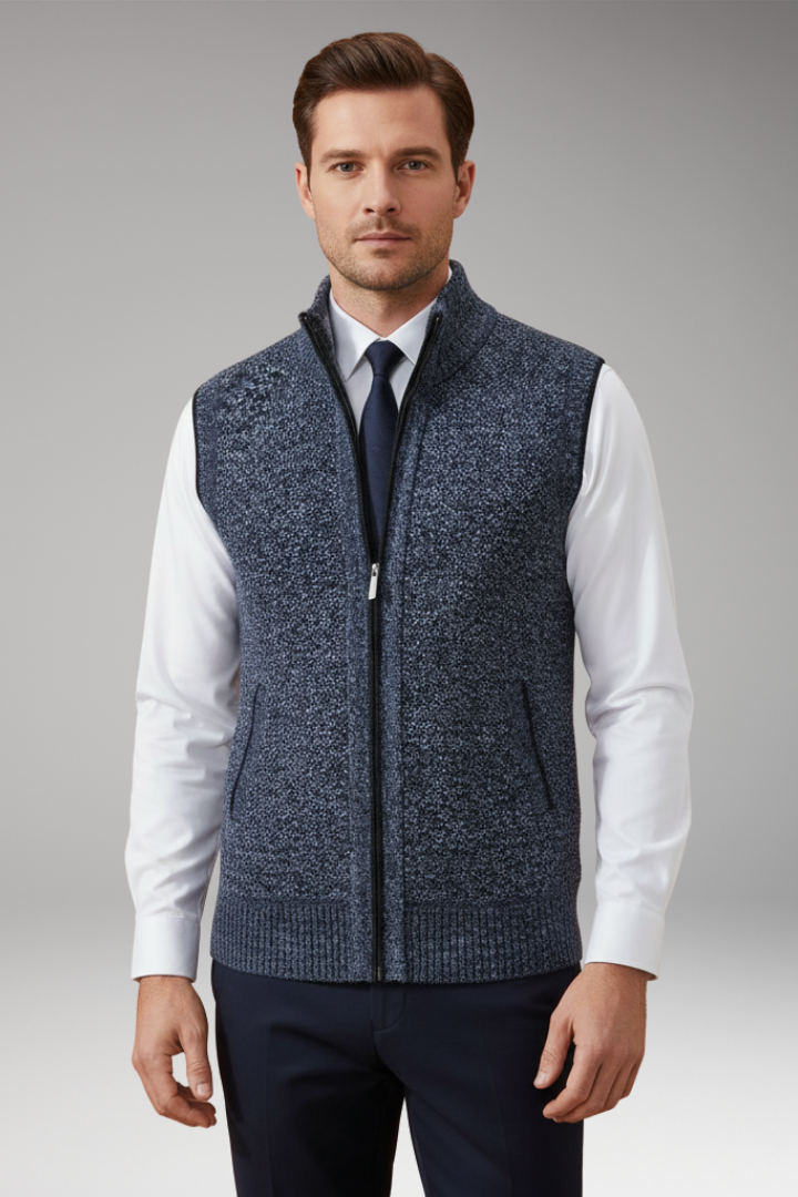 Men's Knit Vest for Adults with Turtleneck and Zipper