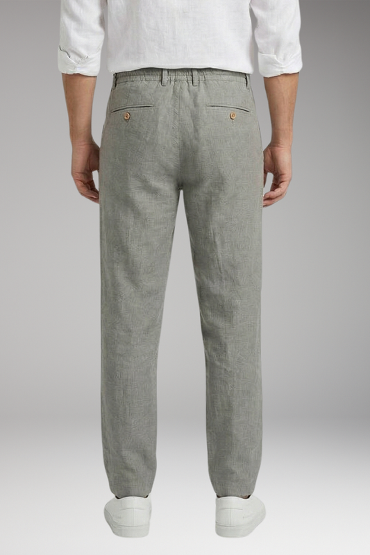 Men's Linen Blend Trousers with Pleated Front