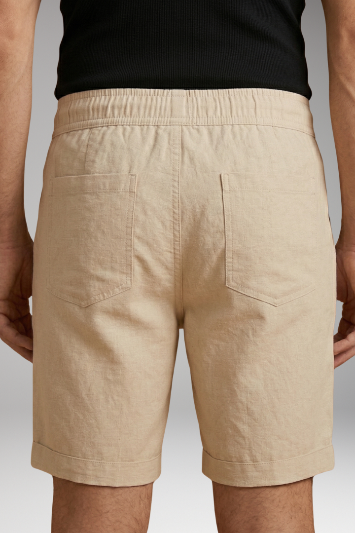 Men's Linen Shorts with Elastic Waistband and Side Pockets
