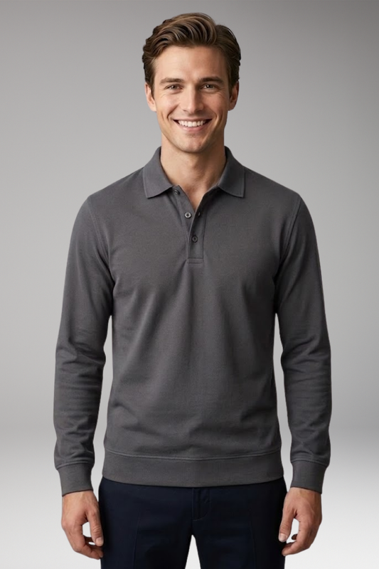 Men's Long Sleeve Polo with Structured Collar