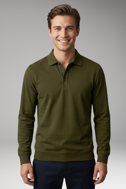 Men's Long Sleeve Polo with Structured Collar