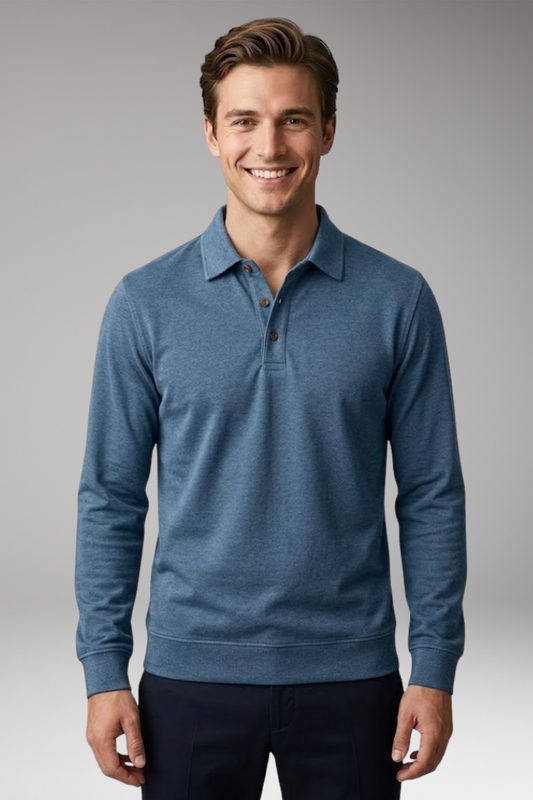 Men's Long Sleeve Polo with Structured Collar