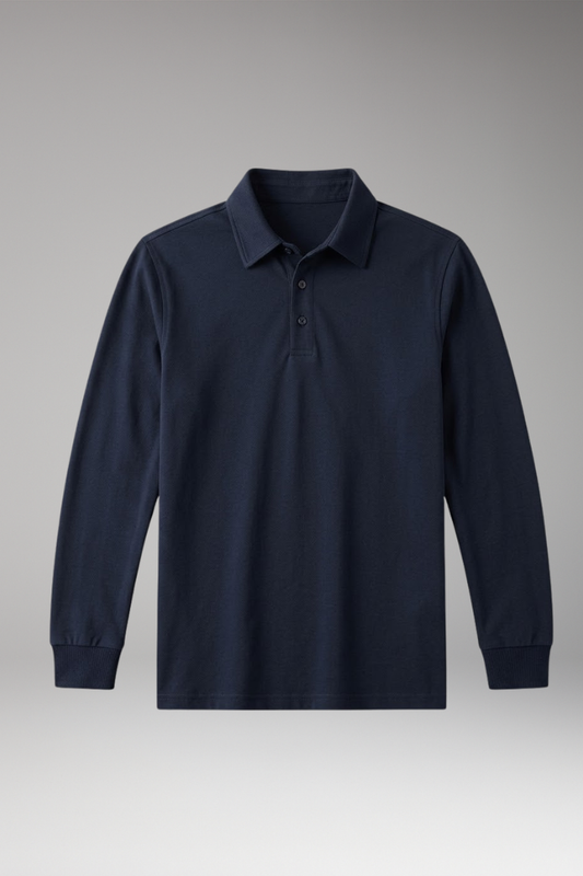 Men's Long Sleeve Polo with Structured Collar
