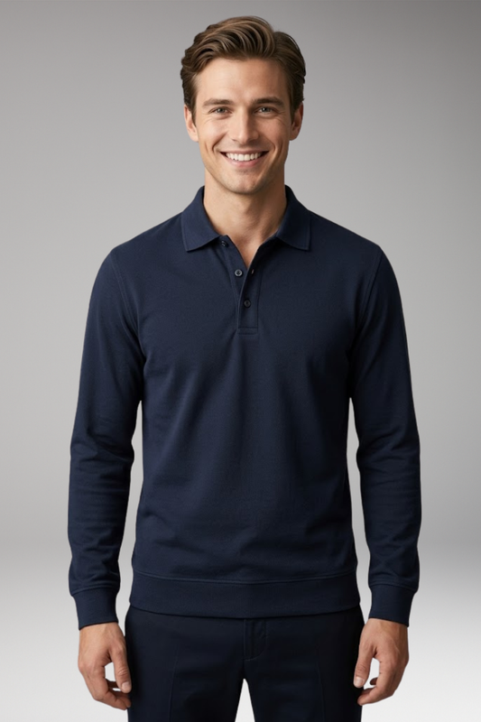 Men's Long Sleeve Polo with Structured Collar