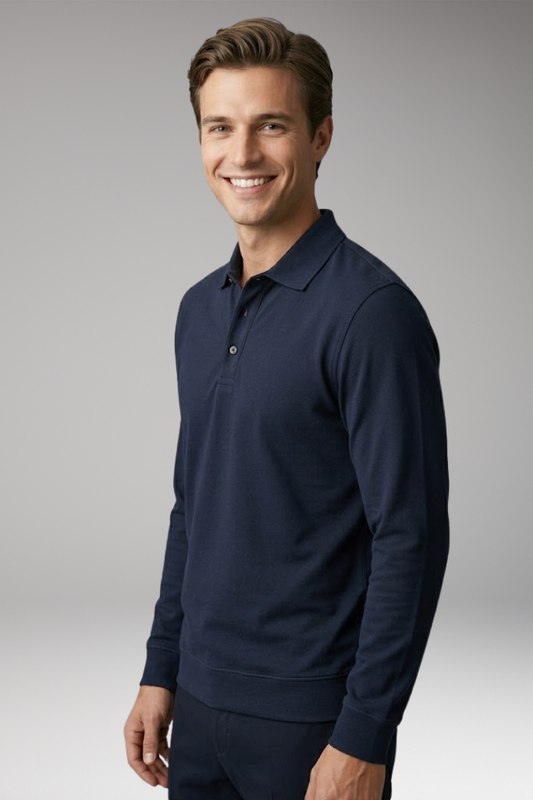 Men's Long Sleeve Polo with Structured Collar