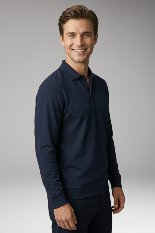 Men's Long Sleeve Polo with Structured Collar