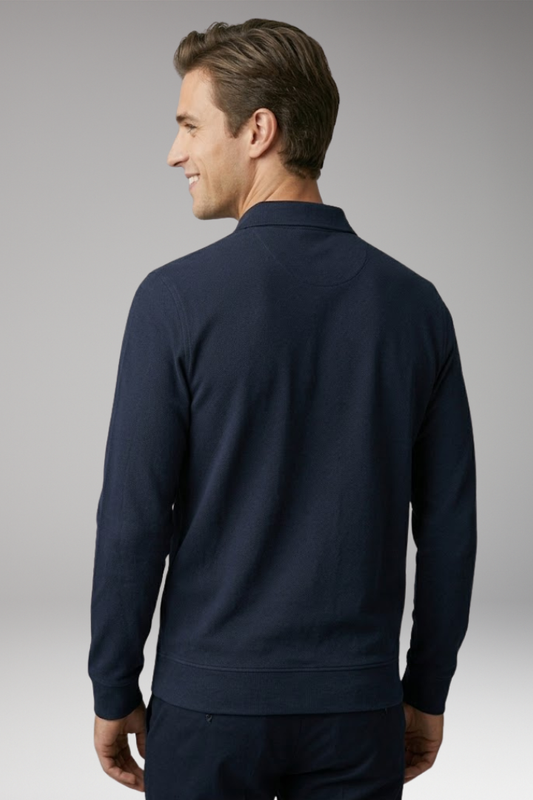 Men's Long Sleeve Polo with Structured Collar