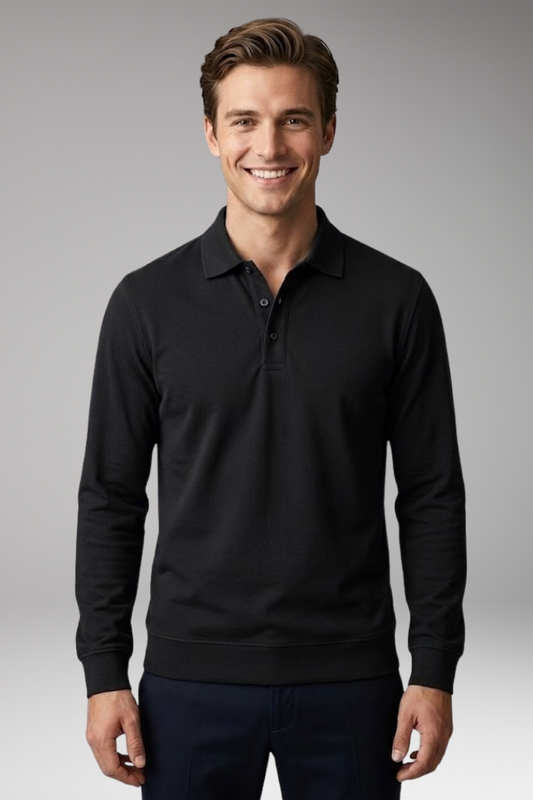 Men's Long Sleeve Polo with Structured Collar