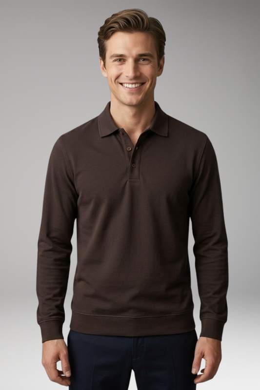 Men's Long Sleeve Polo with Structured Collar