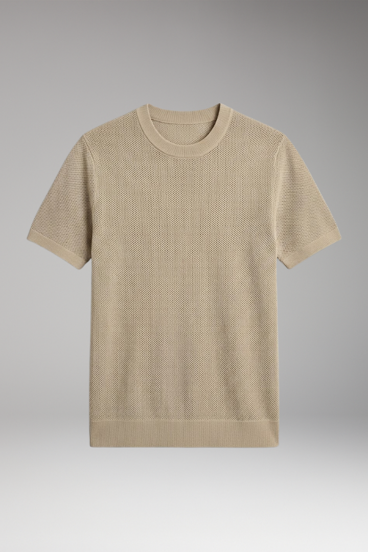 Men's Mesh T-shirt with Round Neck and Short Sleeves