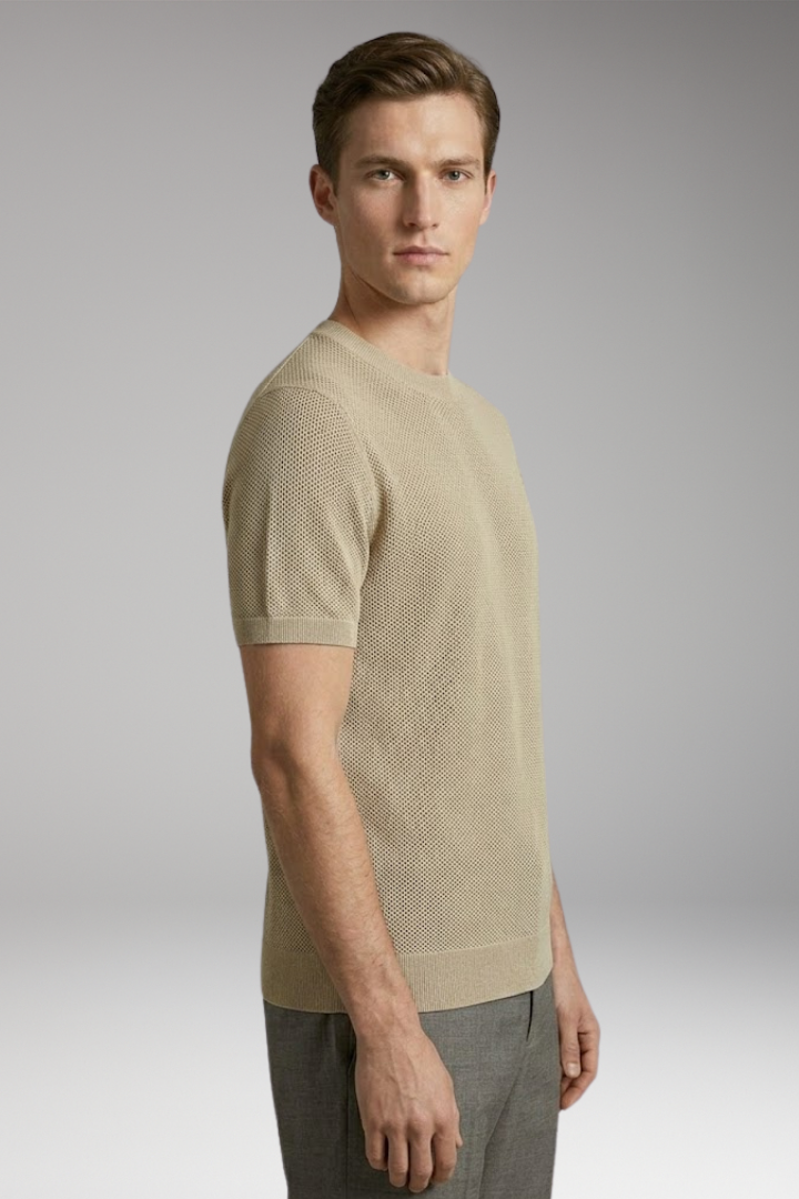 Men's Mesh T-shirt with Round Neck and Short Sleeves