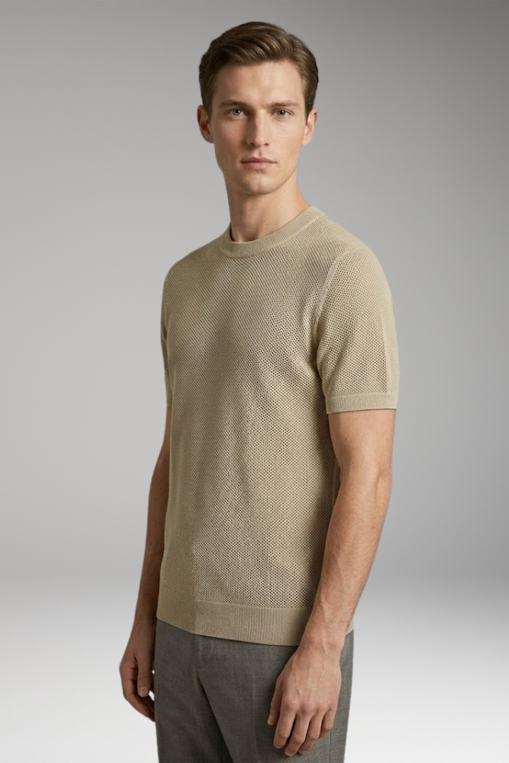 Men's Mesh T-shirt with Round Neck and Short Sleeves