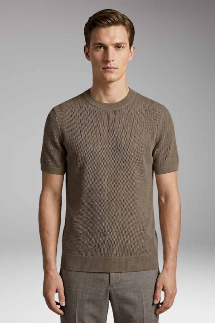 Men's Mesh T-shirt with Round Neck and Short Sleeves