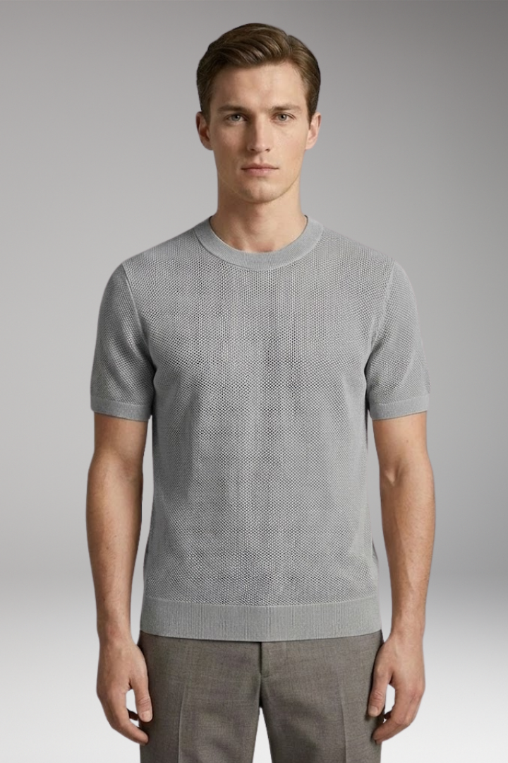 Men's Mesh T-shirt with Round Neck and Short Sleeves