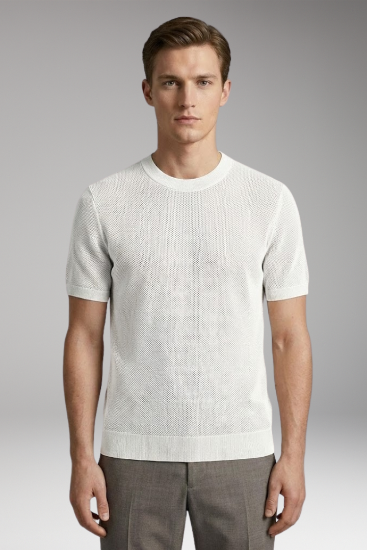 Men's Mesh T-shirt with Round Neck and Short Sleeves