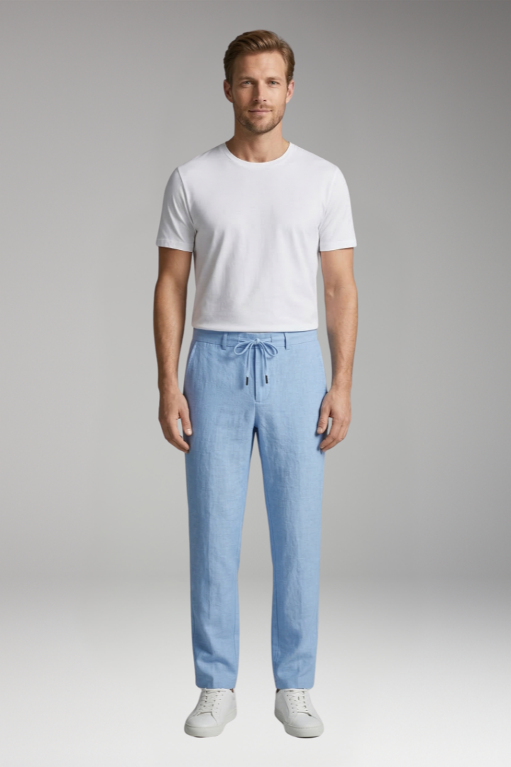 Men’s Trousers with Drawstring Waist and Straight-Leg Design