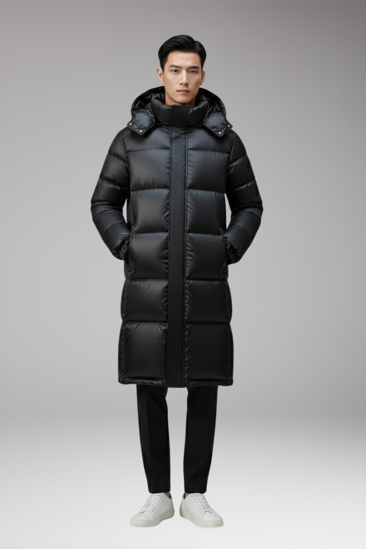 Men’s Parka with Hood and Multi-Pocket Design