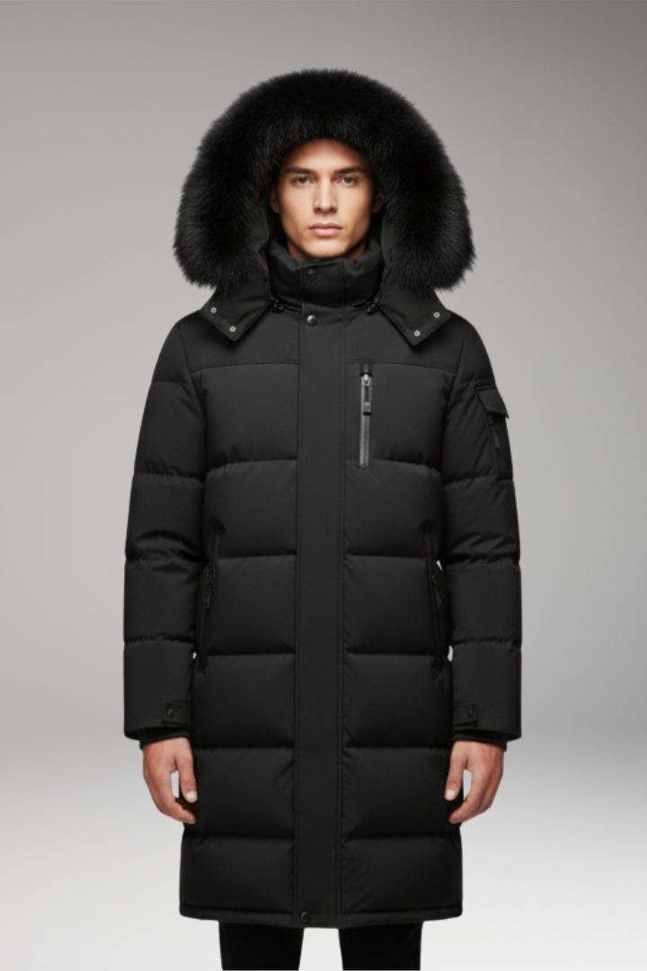 Men’s Parka with Hood and Quilted Surface