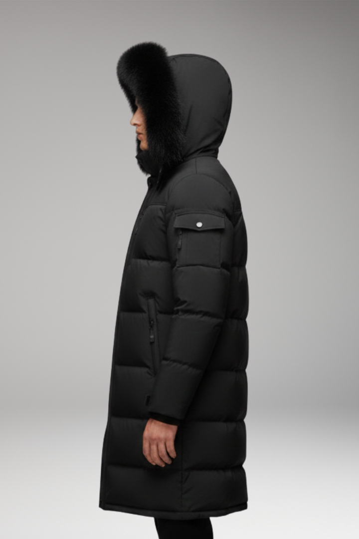 Men’s Parka with Hood and Quilted Surface