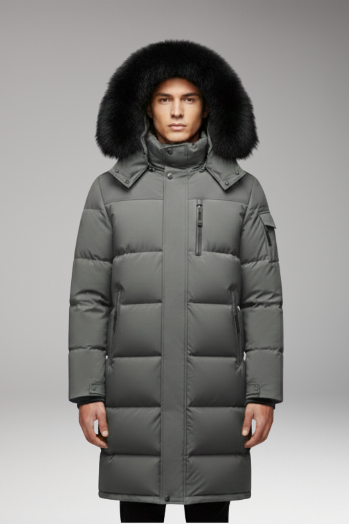 Men’s Parka with Hood and Quilted Surface