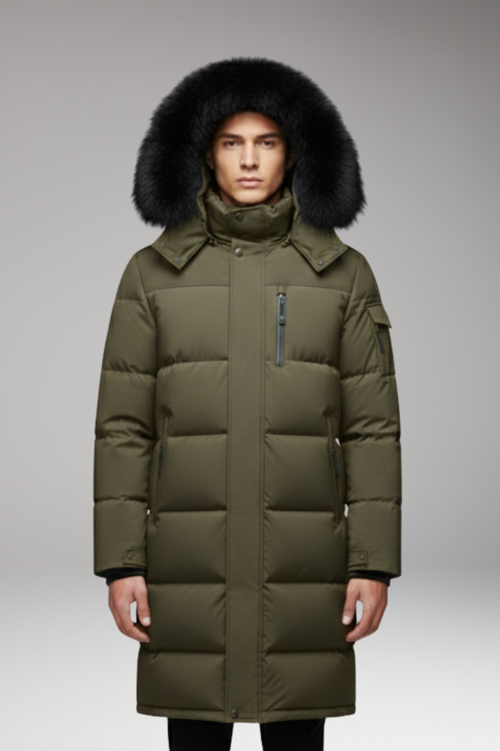 Men’s Parka with Hood and Quilted Surface