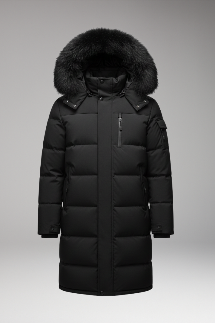 Men’s Parka with Hood and Quilted Surface
