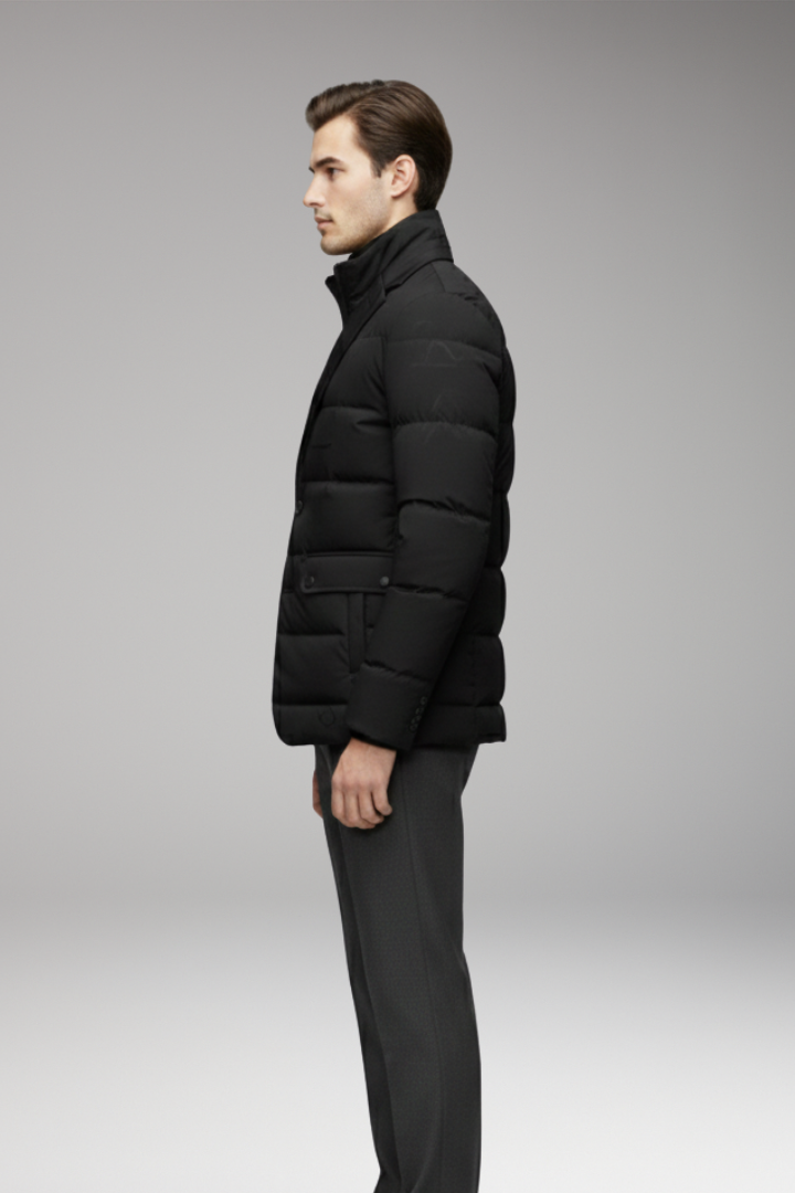 Men’s Parka with Inverted Collar and Zipper