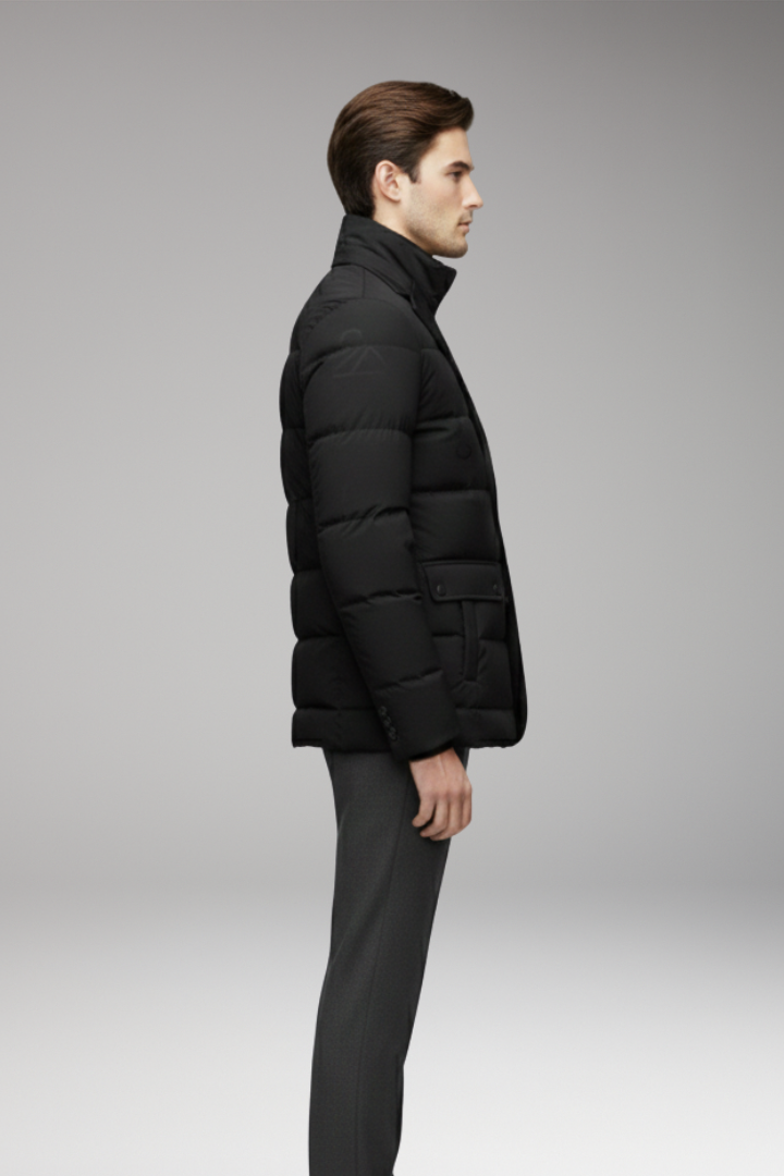 Men’s Parka with Inverted Collar and Zipper