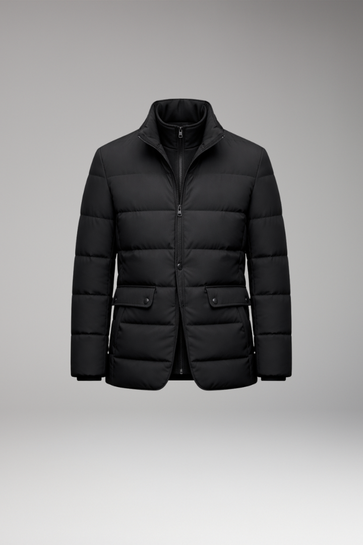 Men’s Parka with Inverted Collar and Zipper