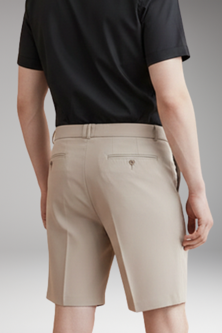 Men's Pleated Shorts with Belt Loops and Button Fastening