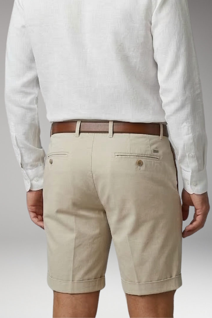 Men's Pleated Shorts with Button and Zipper Closure