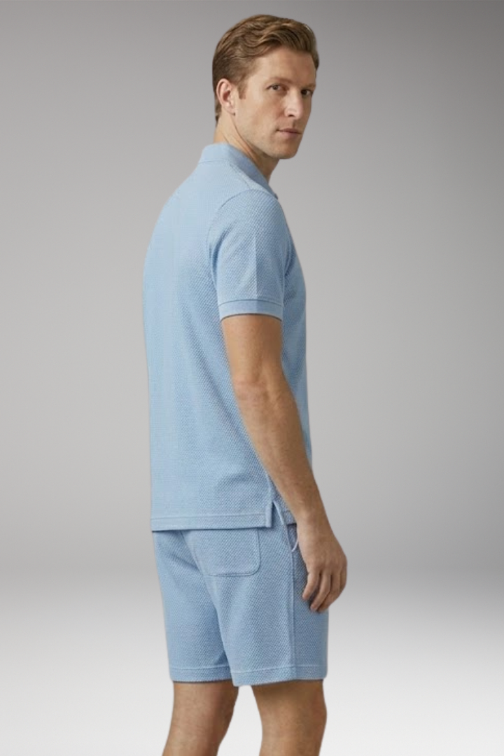 Men's Polo Shirt and Shorts Set with Button-Down Collar