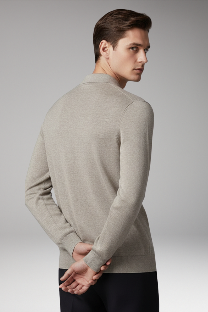 Men’s Polo Shirt with Button Placket and Ribbed Collar