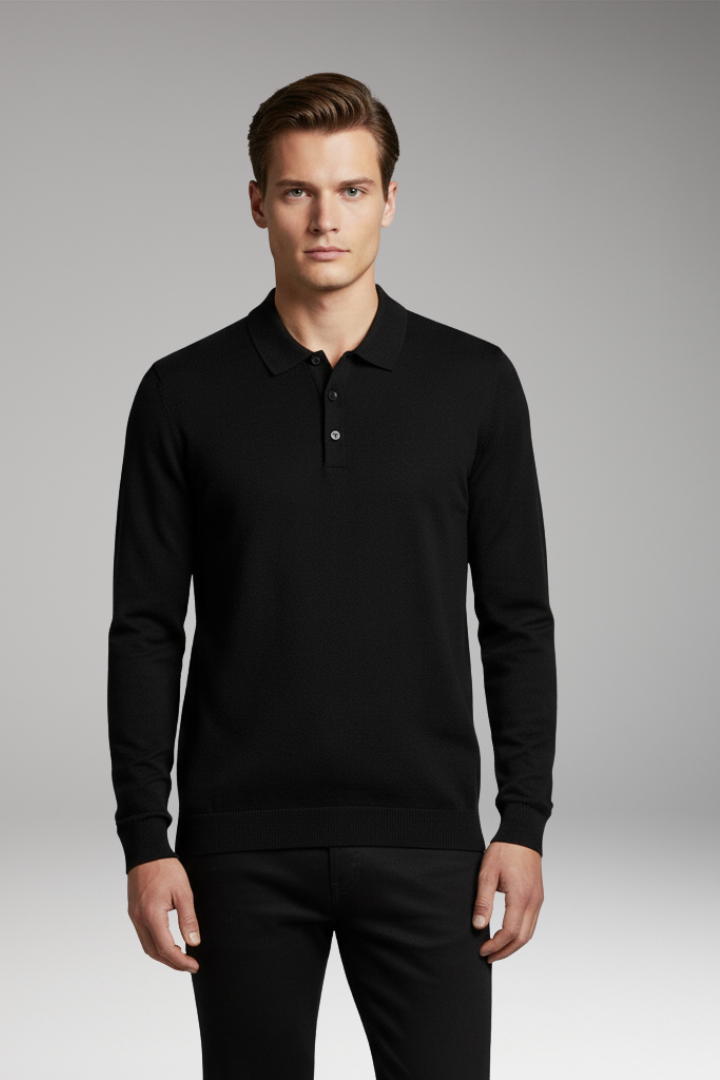 Men’s Polo Shirt with Button Placket and Ribbed Collar