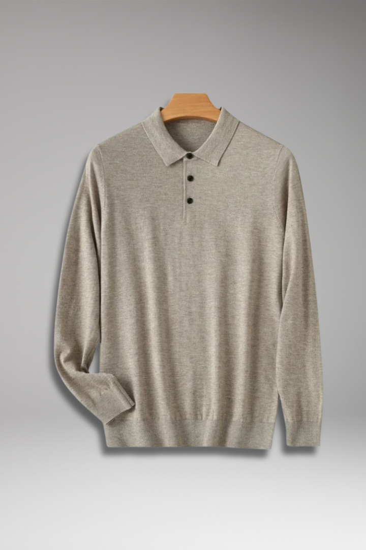 Men’s Polo Shirt with Button Placket and Ribbed Collar