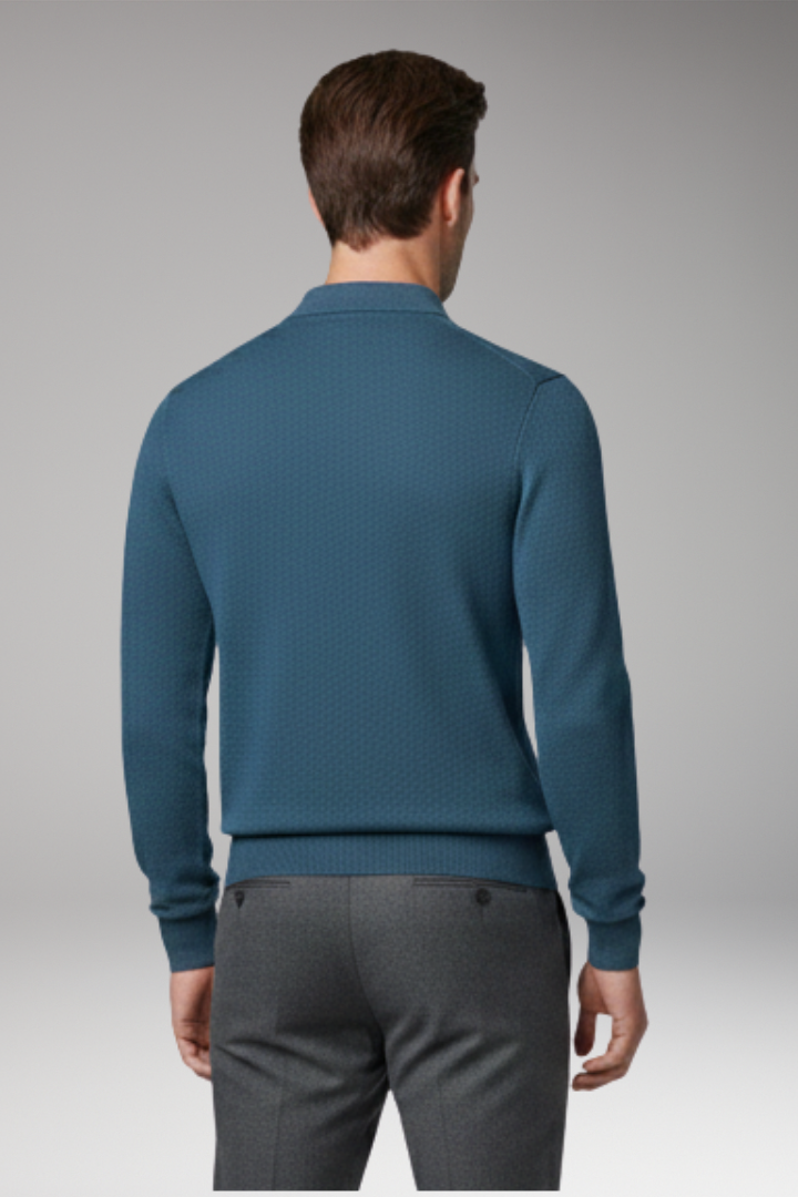 Men’s Polo Shirt with Buttoned Collar and Long Sleeves