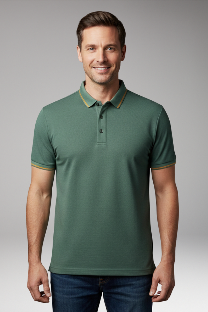 Men’s Polo Shirt with Classic Collar and Button Placket