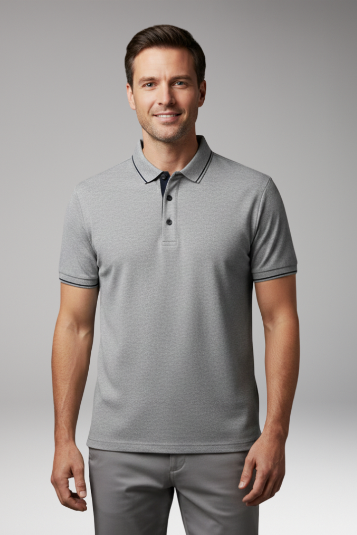 Men’s Polo Shirt with Classic Collar and Button Placket