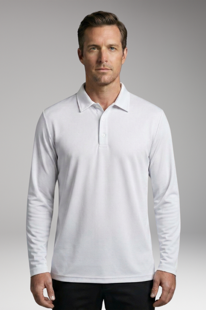 Men's Long Sleeve Polo Shirt with Button Placket