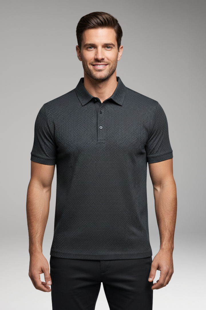 Men’s Polo Shirt with Short Sleeves and Button Neckline