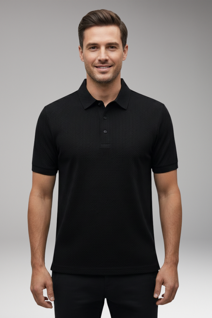 Men’s Polo Shirt with Short Sleeves and Button Neckline