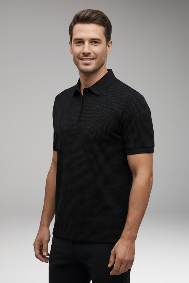 Men’s Polo Shirt with Short Sleeves and Button Neckline