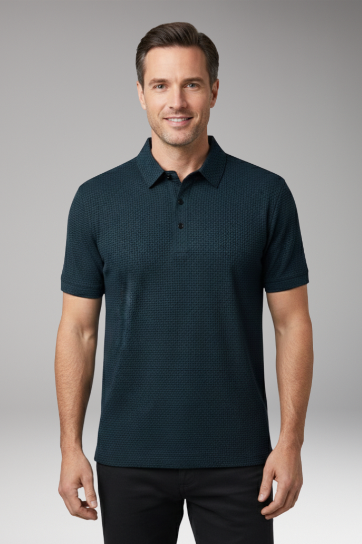 Men’s Polo Shirt with Short Sleeves and Button Neckline