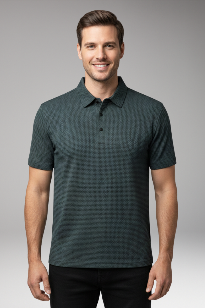 Men’s Polo Shirt with Short Sleeves and Button Neckline