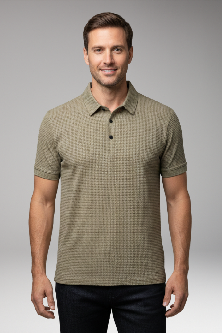 Men’s Polo Shirt with Short Sleeves and Button Neckline