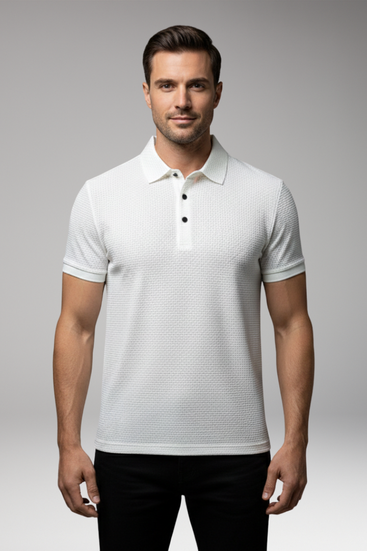 Men’s Polo Shirt with Short Sleeves and Button Neckline