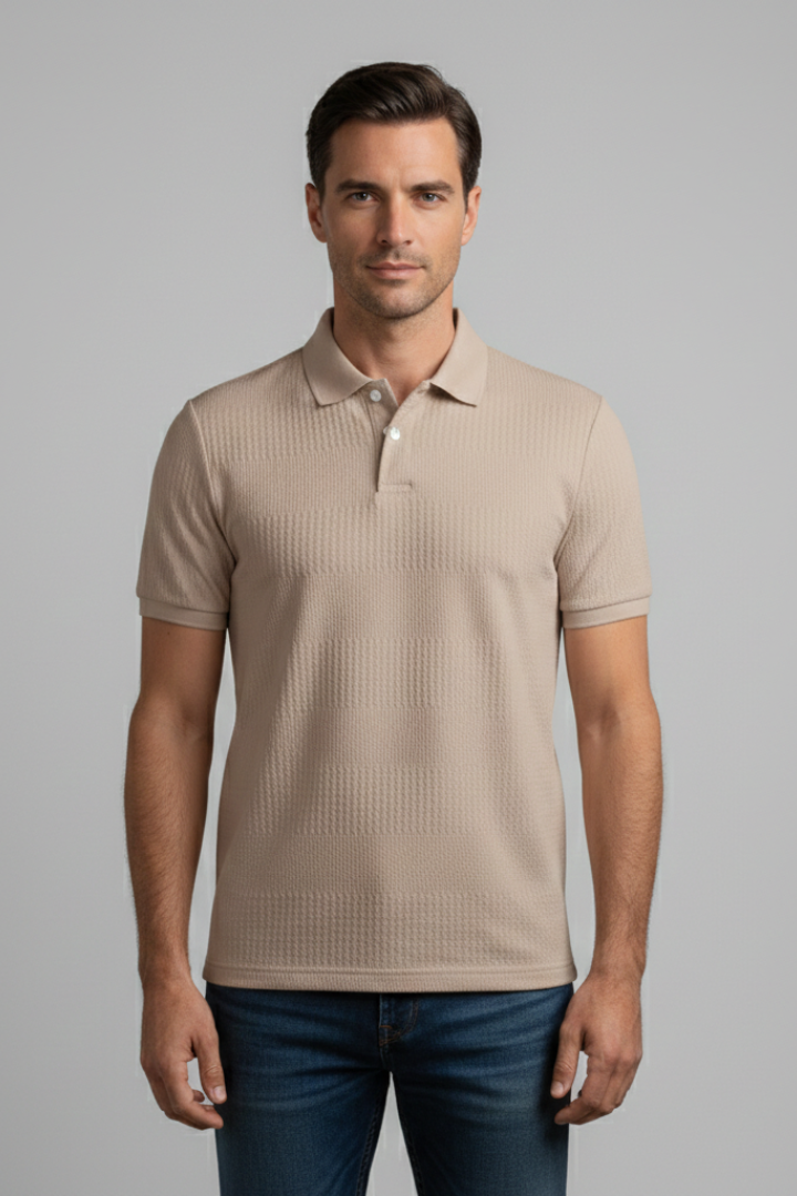 Men’s Polo Shirt with Short Sleeves and Button Placket